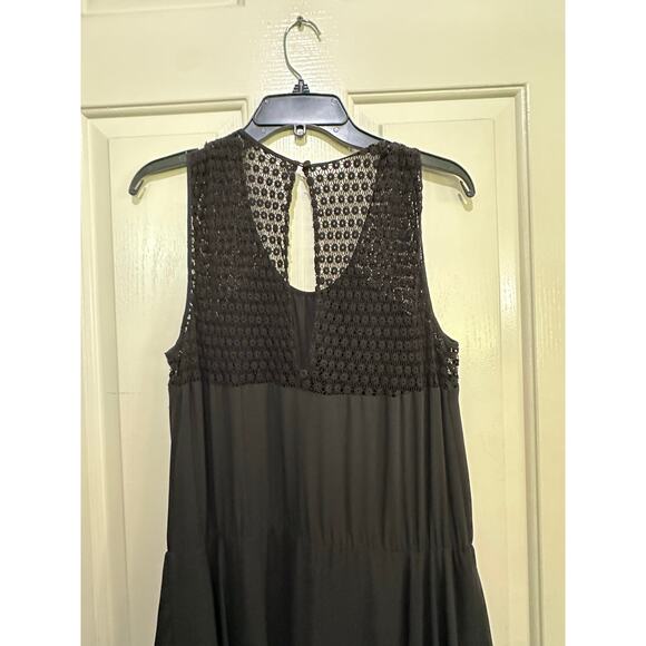 BCBGMAXAZRIA Women's Black Kristen Lace Asymmetric Midi Dress Size Large - Picture 5 of 8